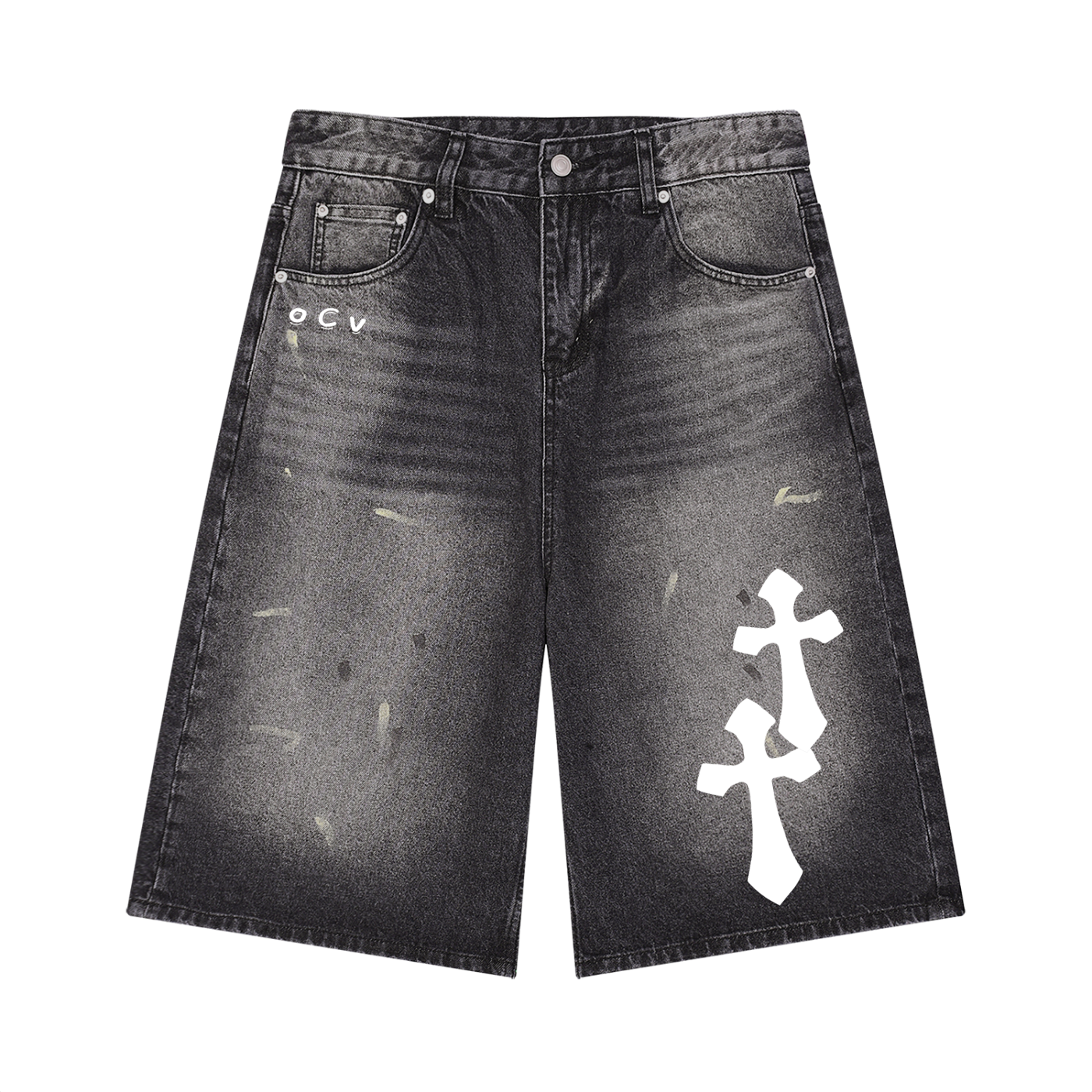 Men’s Vintage Big Cross Denim Shorts